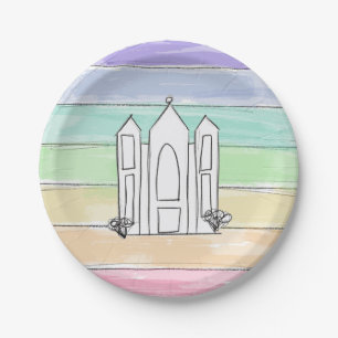 LDS Salt Lake City Temple rainbow sunset mormon Paper Plate