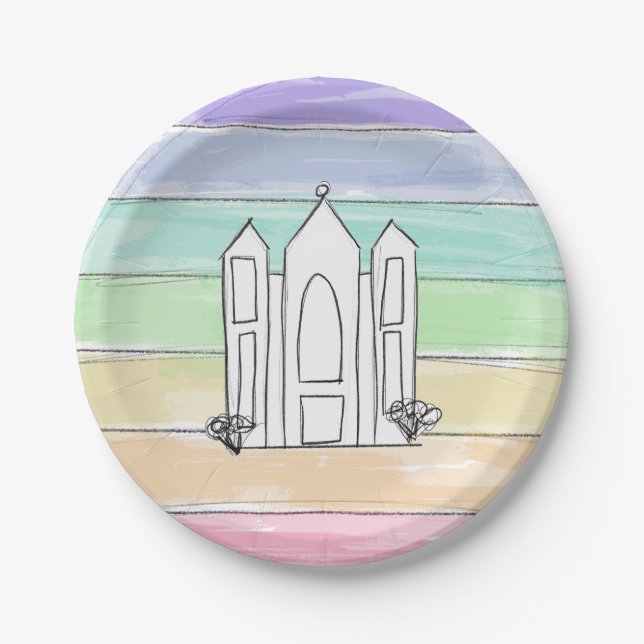 LDS Salt Lake City Temple rainbow sunset mormon  Paper Plate (Front)
