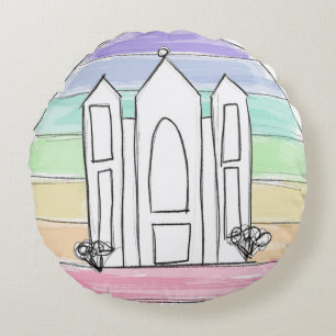 LDS Salt Lake City Temple rainbow sunset mormon Round Cushion