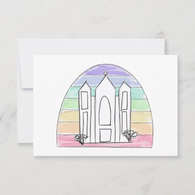 LDS Salt Lake City Temple rainbow sunset mormon Thank You Card (Front)