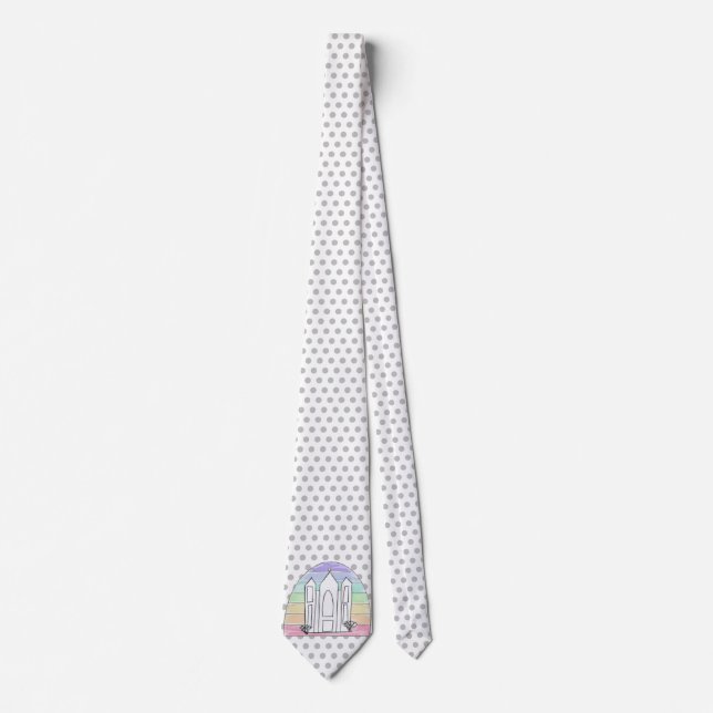 LDS Salt Lake City Temple rainbow sunset mormon  Tie (Front)