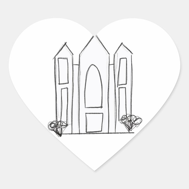 LDS Salt Lake City Temple simple modern mormon   Heart Sticker (Front)