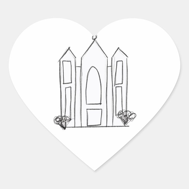 LDS Salt Lake City Temple simple modern mormon   Heart Sticker (Front)