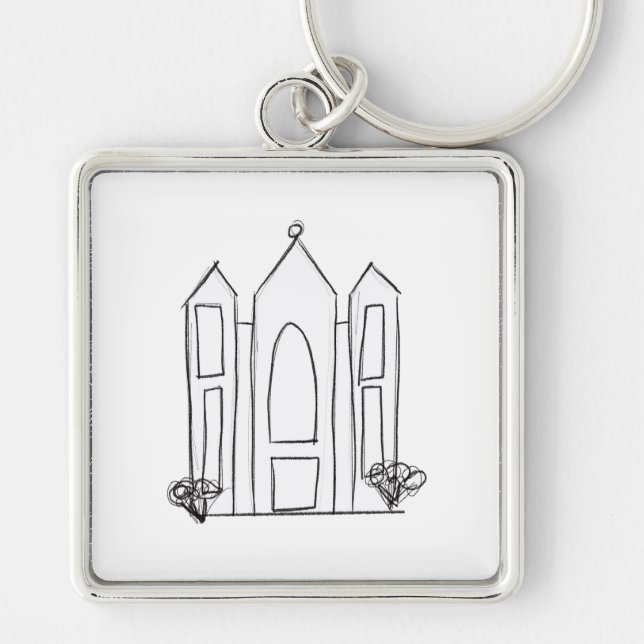 LDS Salt Lake City Temple simple modern mormon   Key Ring (Front)