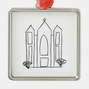 LDS Salt Lake City Temple simple modern mormon Metal Tree Decoration