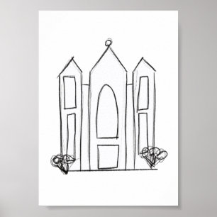 LDS Salt Lake City Temple simple modern mormon  Poster