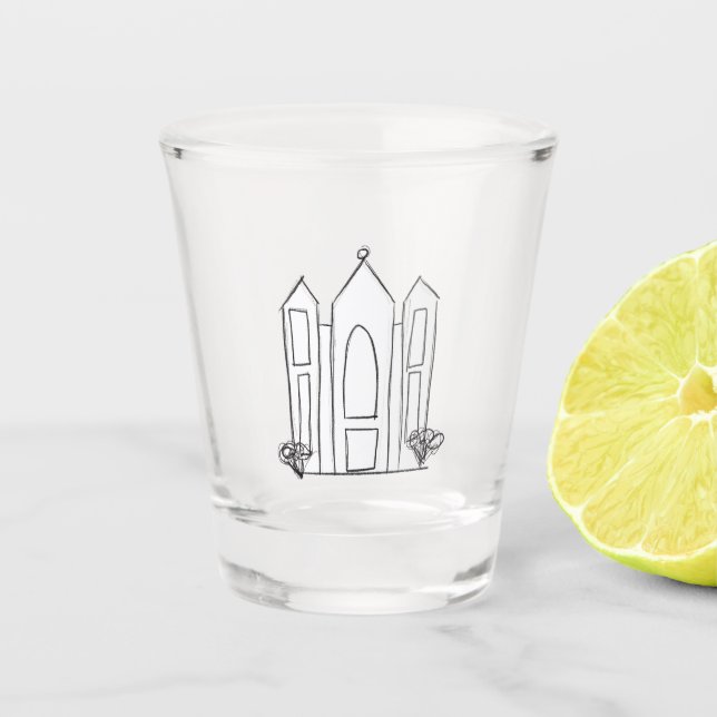 LDS Salt Lake City Temple simple modern mormon  Shot Glass (Front)
