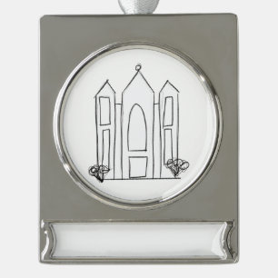 LDS Salt Lake City Temple simple modern mormon  Silver Plated Banner Ornament