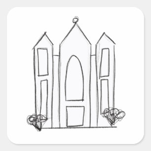 LDS Salt Lake City Temple simple modern mormon Square Sticker