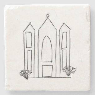 LDS Salt Lake City Temple simple modern mormon Stone Coaster