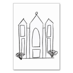 LDS Salt Lake City Temple simple modern mormon Table Number