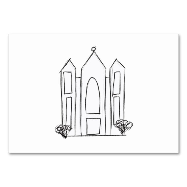 LDS Salt Lake City Temple simple modern mormon  Table Number (Front)