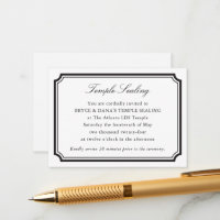 LDS Sealing Ceremony Wedding Invitation Enclosure