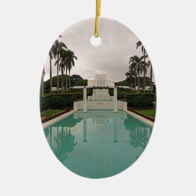 LDS Temple, Laie, Hawai'i. Ceramic Tree Decoration (Front)