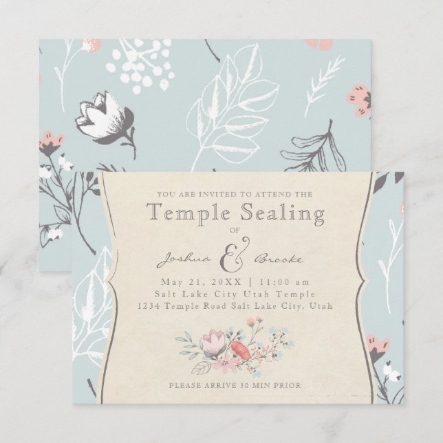 LDS TEMPLE SEALING CARD | Vintage Bicycle Love (Front/Back)