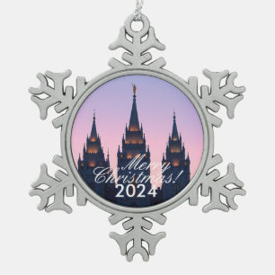 LDS TEMPLE Snowflake Framed Ornament