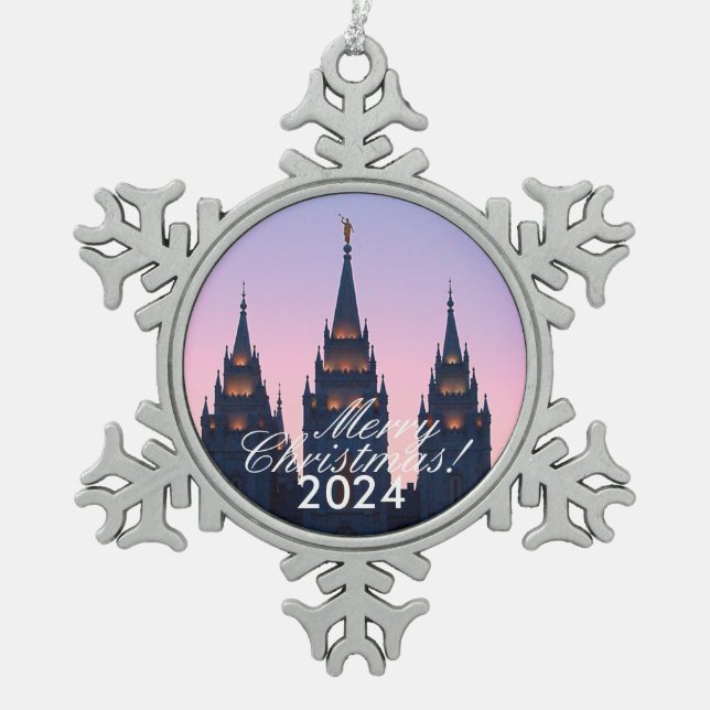 LDS TEMPLE Snowflake Framed Ornament (Front)