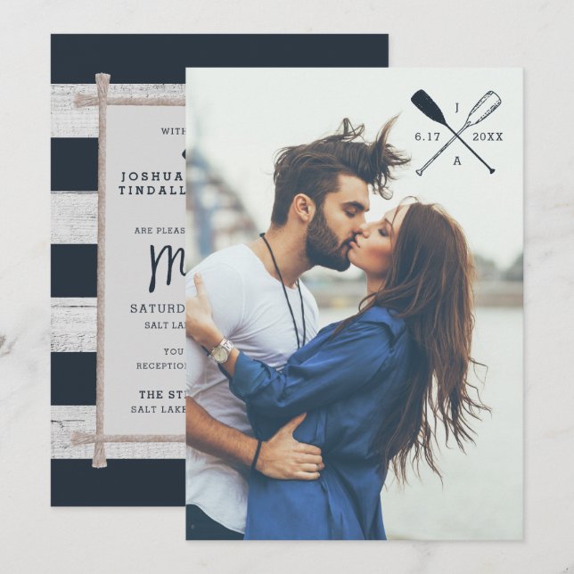 LDS TEMPLE WEDDING INVITATION | Nautical Photo (Front/Back)
