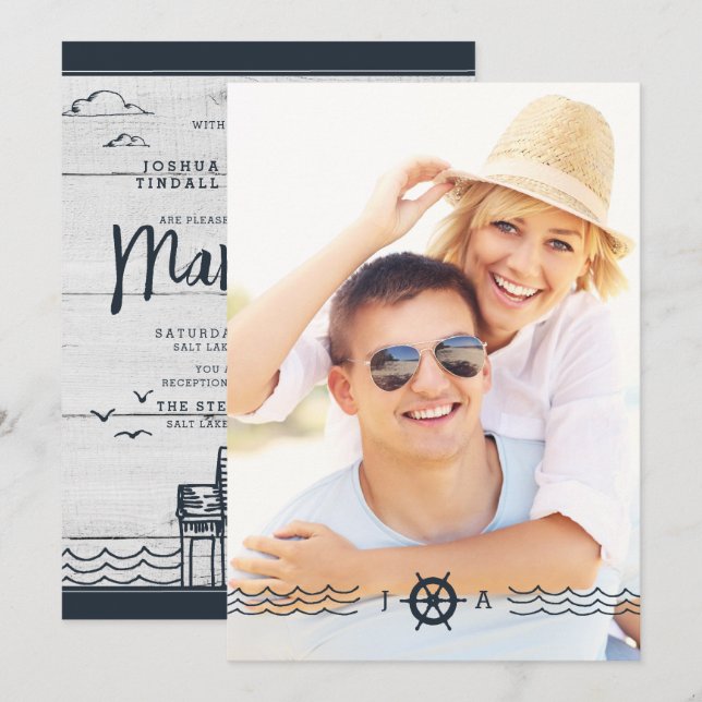 LDS WEDDING INVITATION | Nautical Lighthouse (Front/Back)