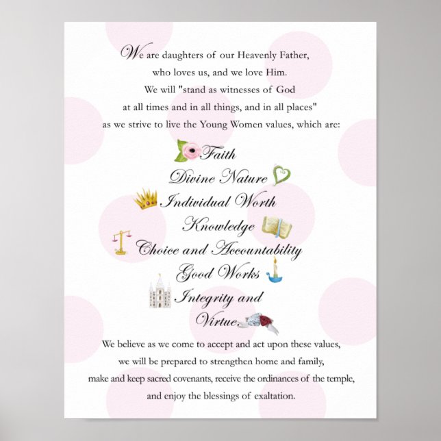 LDS Young Women Theme 11x14 Poster (Front)