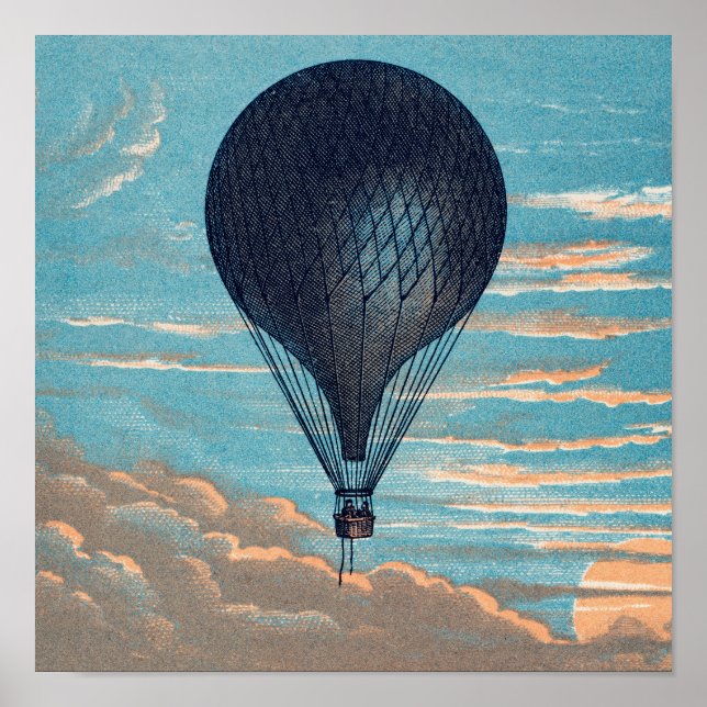 Le Ballon French Vintage Balloon Lithograph Print (Front)