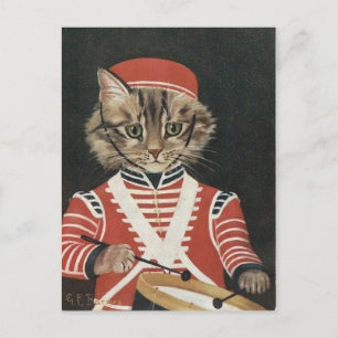 Le batteur chat postcard