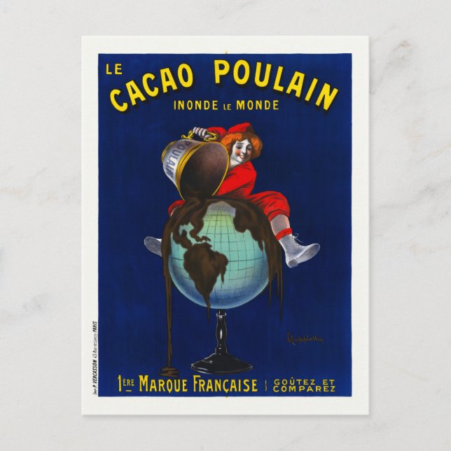Le Cacao Poulain France Vintage Poster 1911 Postcard (Front)