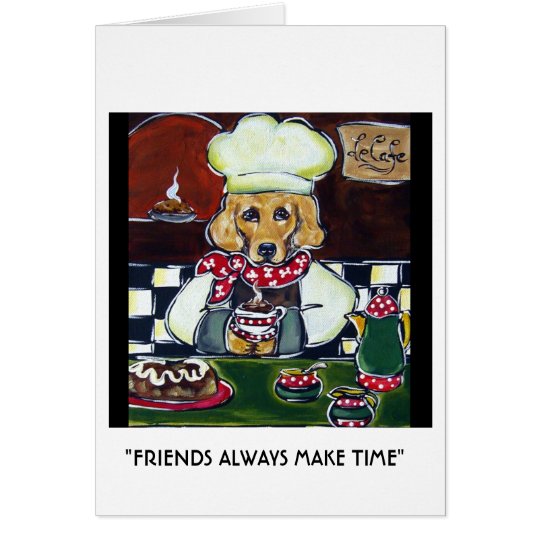 Le Cafe Golden Retriever Card