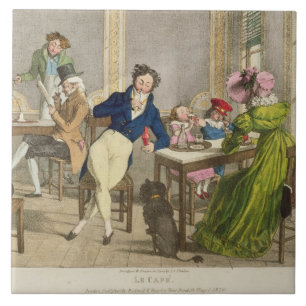Le Cafe, pub. by Rodwell and Martin, 1820 (colour Tile