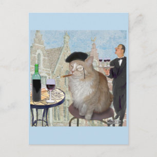Le Cat du Cafe Postcard