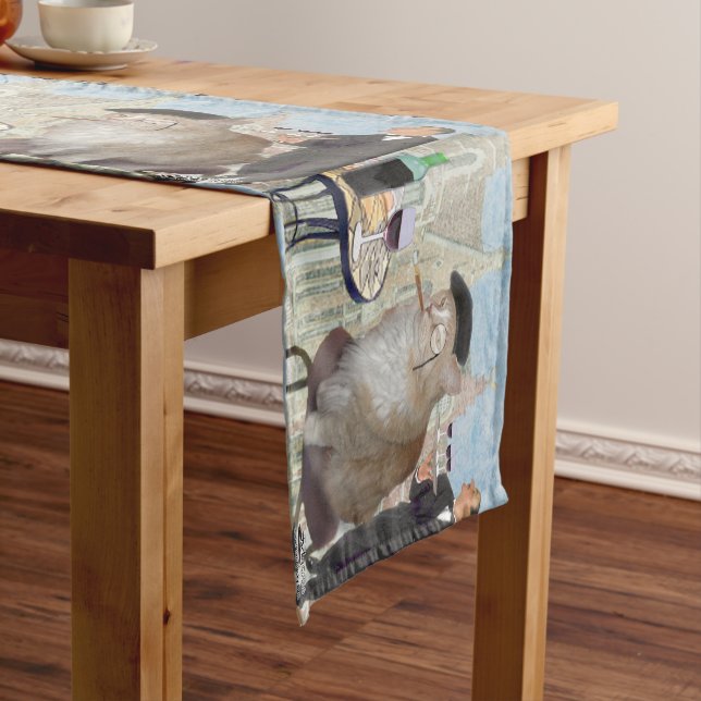 Le Cat du Cafe Short Table Runner (In Situ)