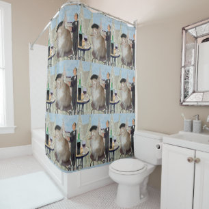 Le Cat du Cafe Shower Curtain