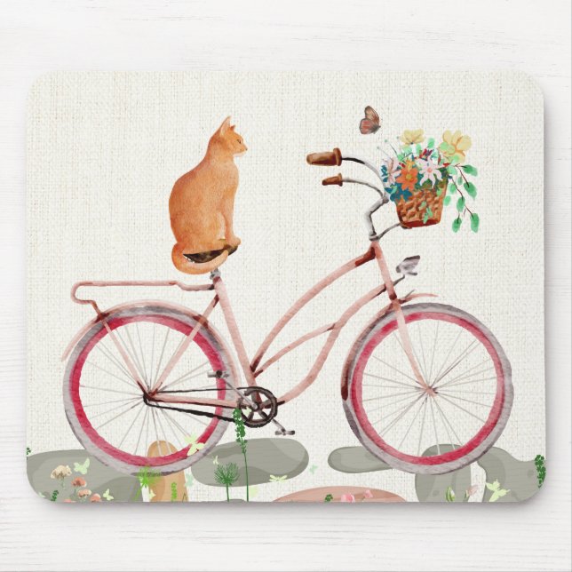 Le Chat à Vélo Mouse Pad (Front)