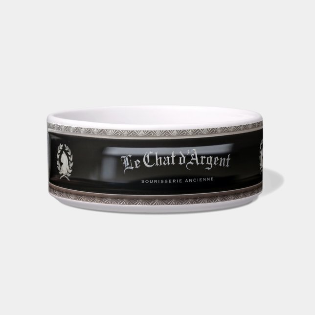 Le Chat d'Argent Club Noire Pet Bowl (Left)