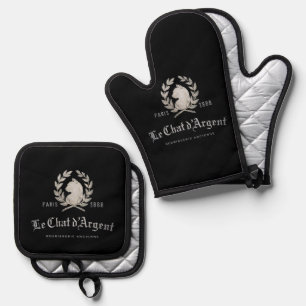 Le Chat d'Argent Executive Chef Oven Mitts   Frenc Mitt & Pot Holder Set