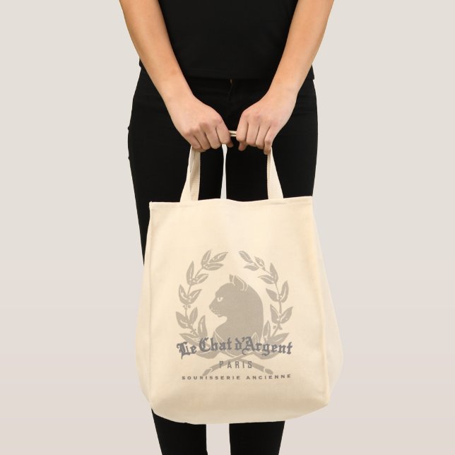 Le Chat d'Argent Paris Double-Sided Canvas Grocery Tote Bag (Front (Product))