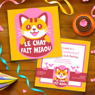 Le Chat Fait Miaou Cute French Orange Tabby Invitation