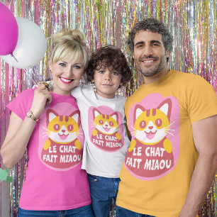 Le Chat Fait Miaou Cute French Orange Tabby T-Shirt
