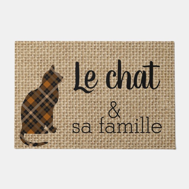 Le chat -  funny French quote Doormat (Front)