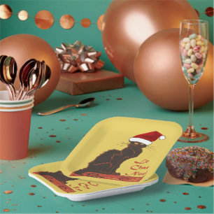 Le Chat Noel Christmas Spoof Vector Art Paper Plate