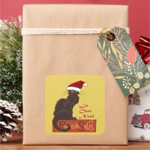 Le Chat Noel Christmas Spoof Vector Art Square Sticker
