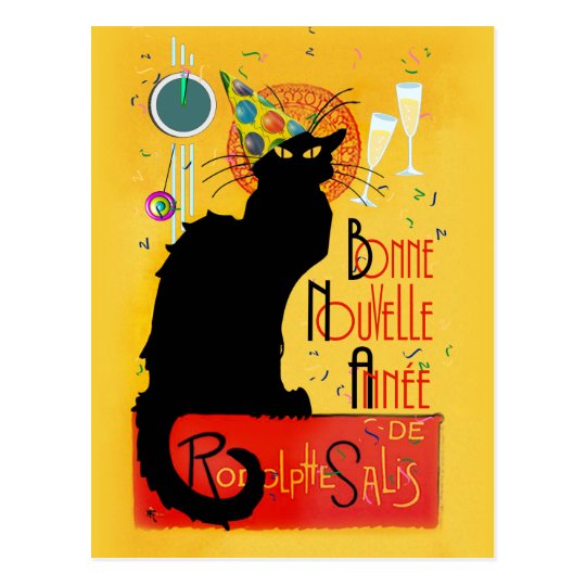 Le Chat Noir Bonne Nouvelle Annee Postcard Zazzle Co Uk