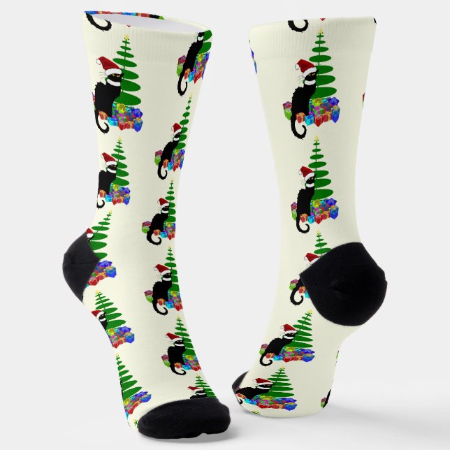 Le Chat Noir Christmas Socks (Angled)