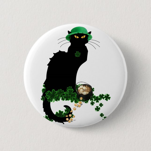 Le Chat Noir Clover St. Patrick's Day 6 Cm Round Badge (Front)