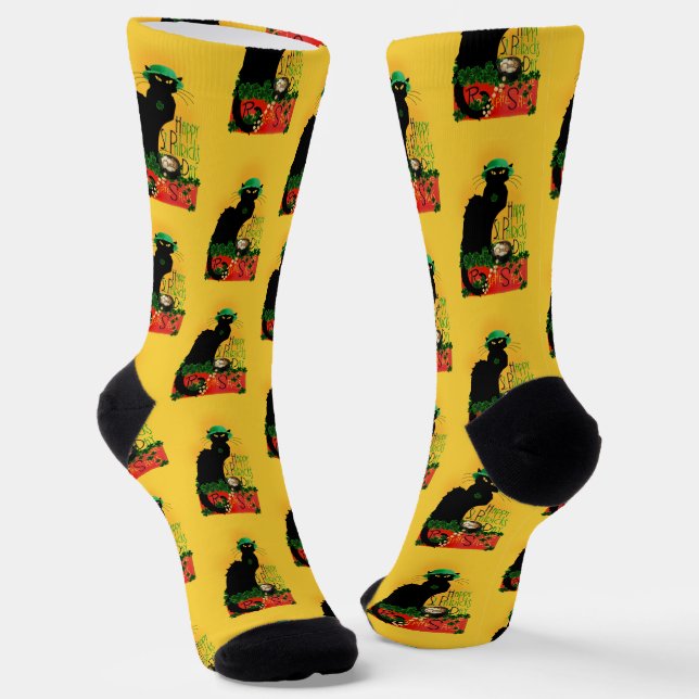 Le Chat Noir Clover St. Patrick's Day Socks (Angled)