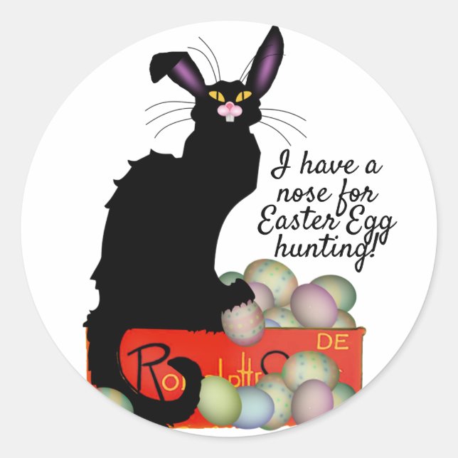 Le Chat Noir Easter Bunny Ears Classic Round Sticker (Front)