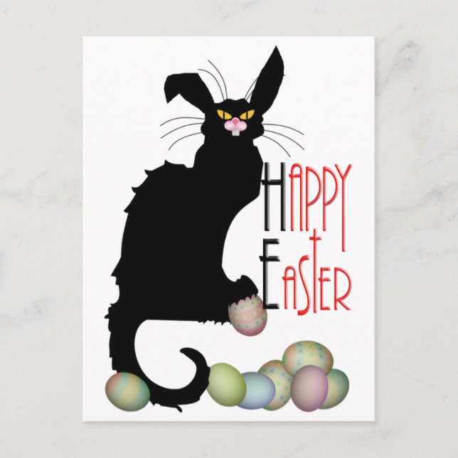Le Chat Noir Easter Bunny Ears Holiday Postcard (Front)