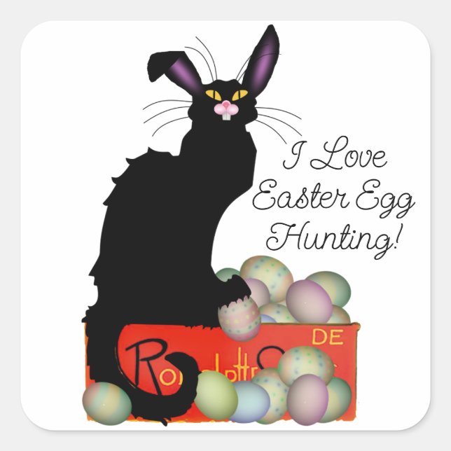 Le Chat Noir Easter Bunny Ears Square Sticker (Front)