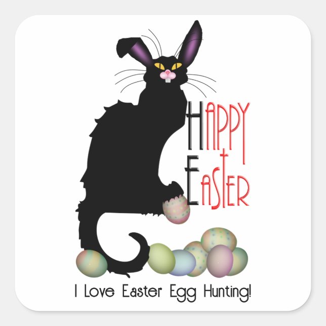 Le Chat Noir Easter Bunny Ears Square Sticker (Front)