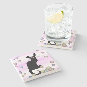 Le Chat Noir Easter Bunny Ears Stone Coaster